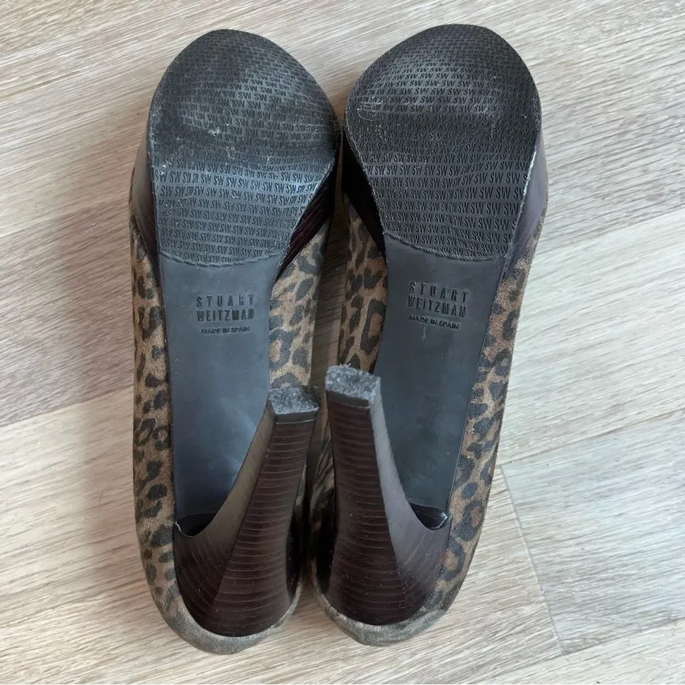 Stuart Weitzman Casstilts Leopard Suede Platform Pumps size 9